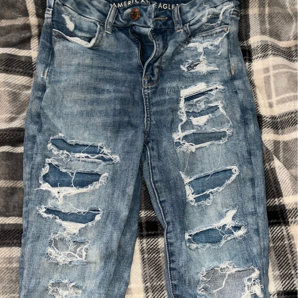 American Eagle Outfitters Men's Ripped Blue Skinny Jeans